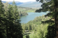 A view of red Lake and the steep 3/4 mile ascent they made.
